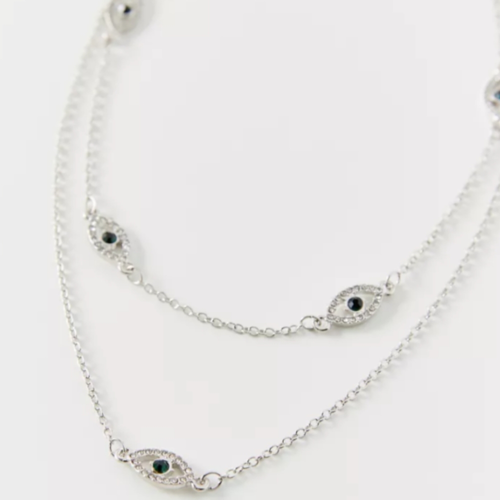 Rhinestone Evil Eye Layer Necklace